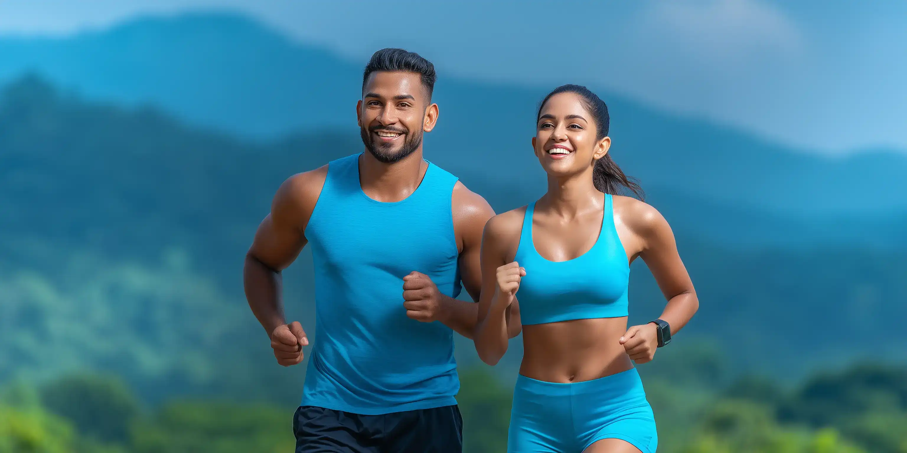 Healthy couple running