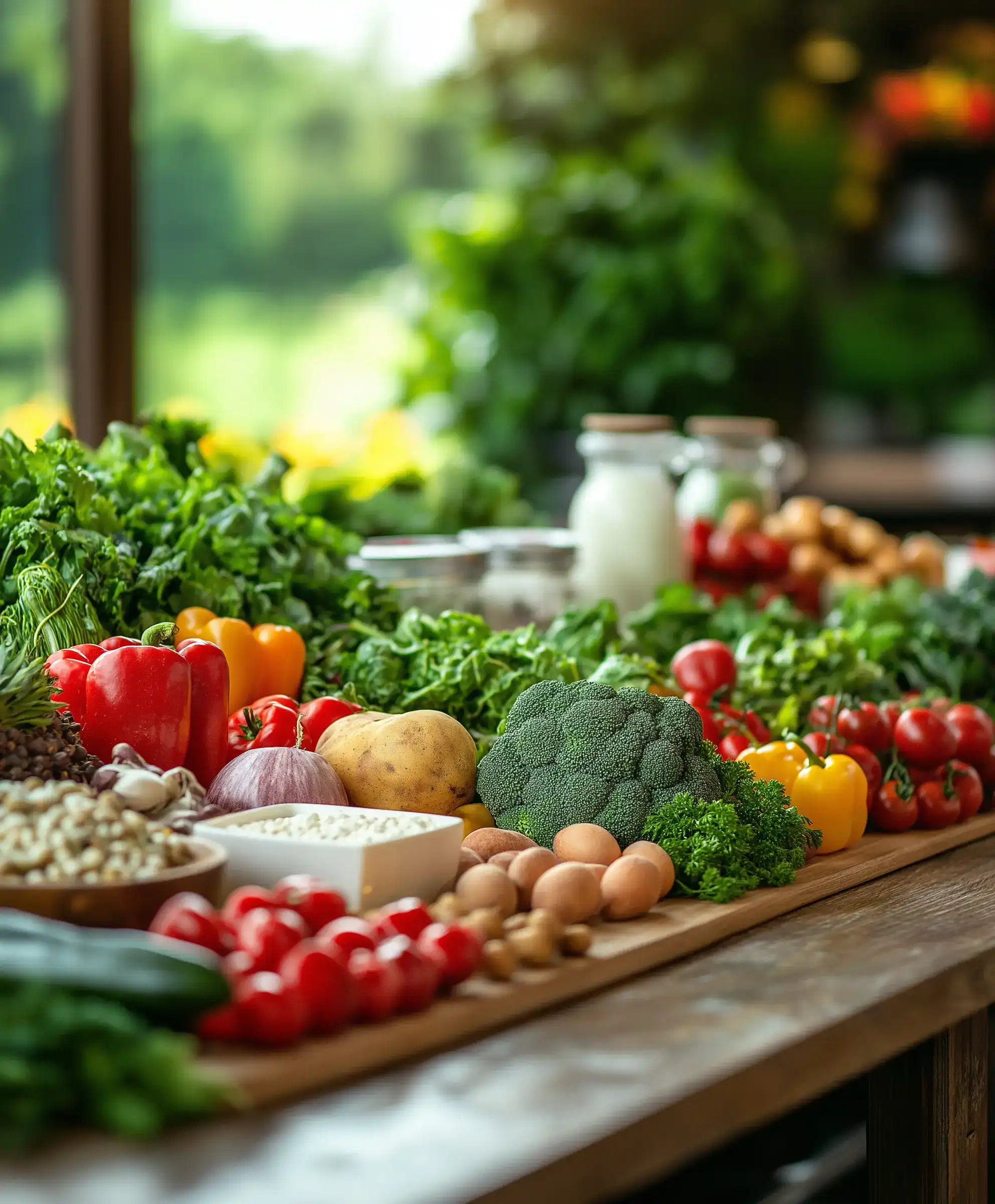 Variety of vegetables on a wooden table